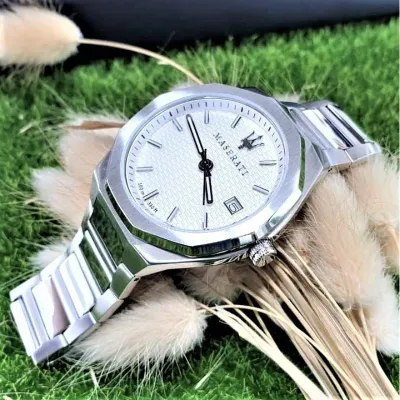 Maserati Stile 3H White Dial Silver Steel Strap Watch For Men